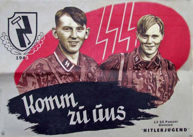 hitlerowski plakat zachęcający niemiecką młodzież do wstępowania w szeregi 12. Dyw. Pancernej SS Hitlerjugend