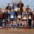 na fot.: Podium Ogólnopolskiej Olimpiady Młodzieży w podnoszeniu ciężarów w kategorii 61 kg. Na najwyższym stopniu Alicja Matysek z ULKS Olimpii Ostrów / fot.: FB Polish Wehghtlifting Federation 1925-2025